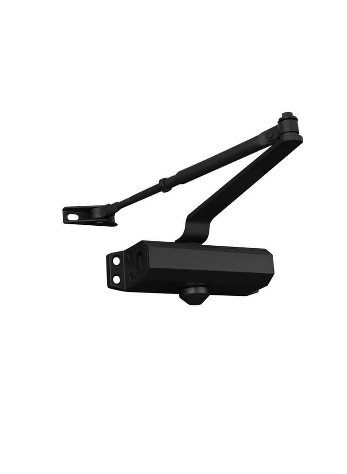 Automatic Door Closer Size 5 Suitable for Door Weight 85~105kg Spring Hydraulic Door Closer Aluminum Alloy Material Heavy Duty Easy Installation H-1322/H-1683/H-1883 (GK-1883(Size 5), Black)