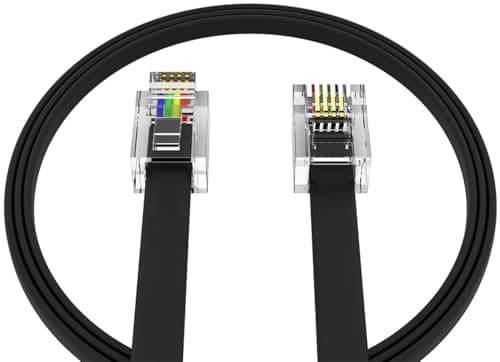 AmzPRO (1 Pack) 6 Feet Telephone Cord for Landline Phones RJ11 Cable, Pro Grade Phone Line Cord (6 ft, Black) Made in USA