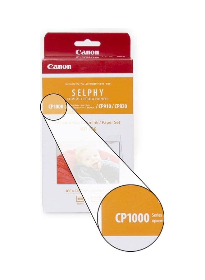 SELPHY Compact Photo Printer Postcard Size Color Ink/Paper Set C.RP-108 Multicolour