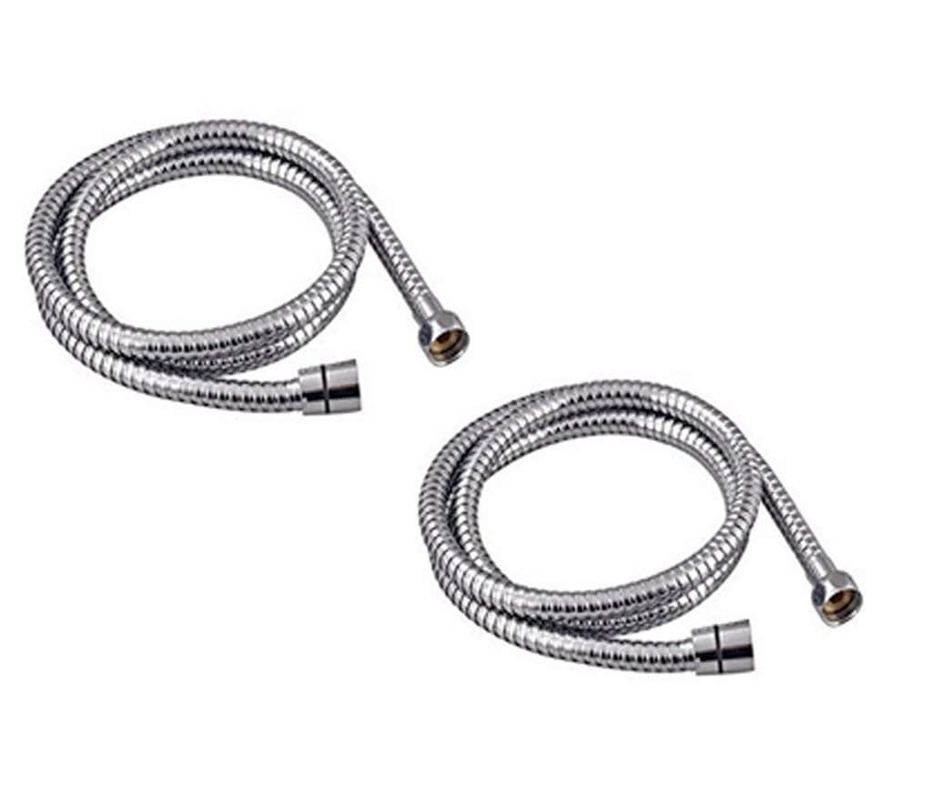 JAGGER Stainless Steel Double-Buckle Flexible Shower Hose Hand shower Hose Shower Tube, Health Faucet Tube for bathroom, Flexible Tube, Faucet pipe for toilet (1.5 Meter) (Pack of 2)