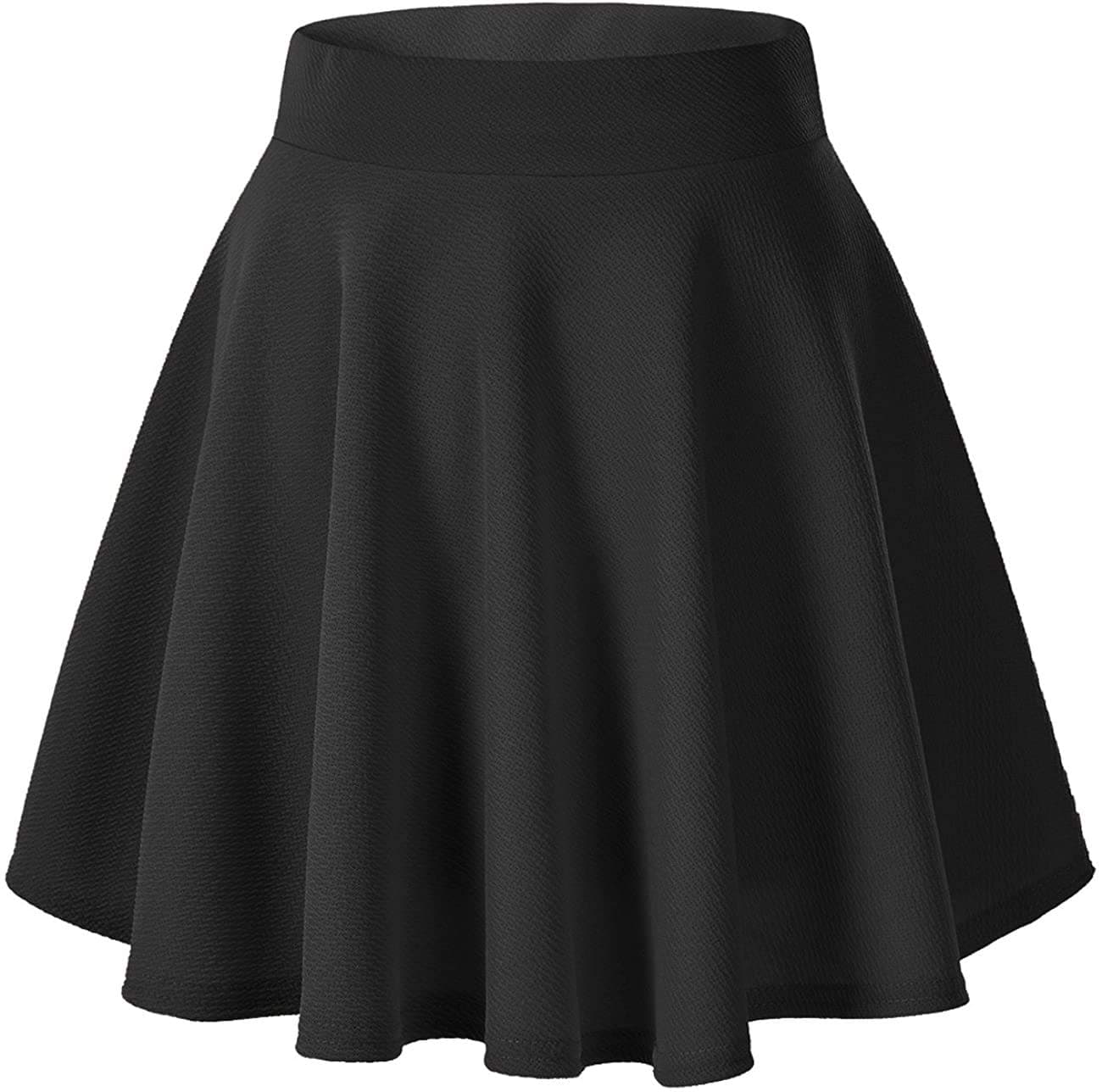 FRAULEIN Women's/Girl's Classic Versatile Stretchy Flared High Waist All Time Trendy Mini Skirt Skater (2X-Large, Black)