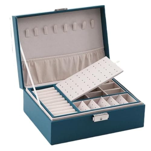 YouBella Jewellery Organisers Gifts Acrylic Portable Home Jwell organizer Storage Box Case with Dividers Container for Rings, Earrings, Necklace for girls and women (Blue)