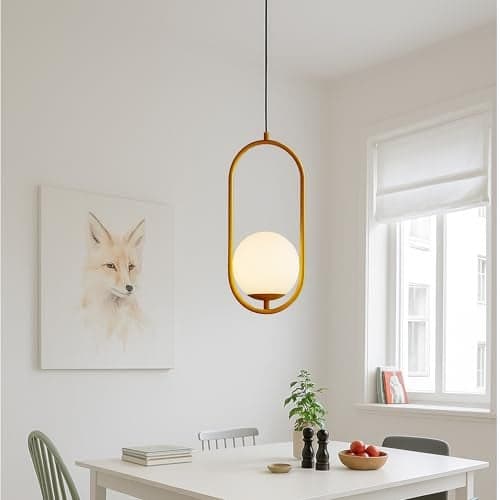 SINOMAN Glass Hanging Lights for Living Room/Lights for Ceiling/Hanging Lamps for Home Decoration/Decorative Hanging Lights,Metal (Capsule Gold Single, Without Bulb)