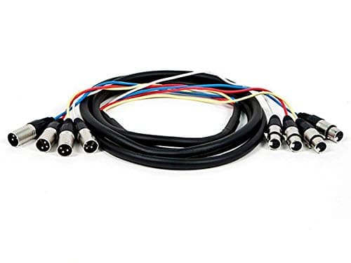 Monoprice XLR Male to XLR Female Snake Cable 10 Feet BlackSilver 4Channel Metal Connector Housings Plastic and Rubber Cable Boots