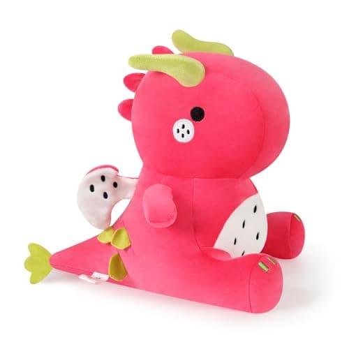 Ditucu Cute Dragon Fruit Dinosaur Stuffed Animals Plush Toys Dolls Soft Dino Pitay Plushie Birthday Gifts for Kids Girls Boys Red 16 inch