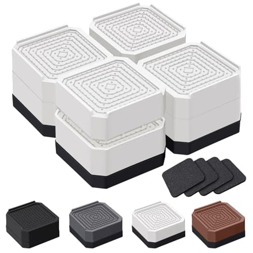 ANNKUT Bed Risers and Furniture Risers, Heavy Duty Adjustable Lifting Blocks for Couches, Desks, and Chairs, Elevates 1.5 or 3 Inches, Holds up to 4000 lbs (White)
