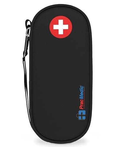 PracMedic Bags EpiPen Carry Case- Insulated Compact Epi Pens Carrying Case holds 2 Epipens or Auvi-Q, Inhaler, Medicines for Immediate Access to Allergy Medications During Emergencies (Black)