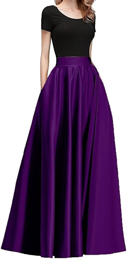 Massaya Girls Maxi Silk Fabric Full Length Skirt 678 (Wine)