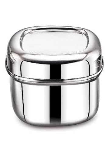 DiBha Stainless Steel Cube Shape Deep Vertical Utility Canisters/Ubha Dabba/Storage Containers/Lunch Box (250ml)
