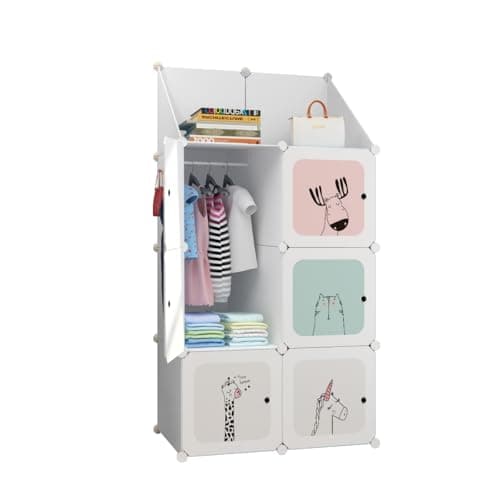 Bigkart Metal Kids Wardrobes For Clothes, Toys, Books Etc | Space-Saving, Easy To Assemble, Modular Design Baby Almirah For Clothes And Toys, 144 cm, 36 cm, 74 cm