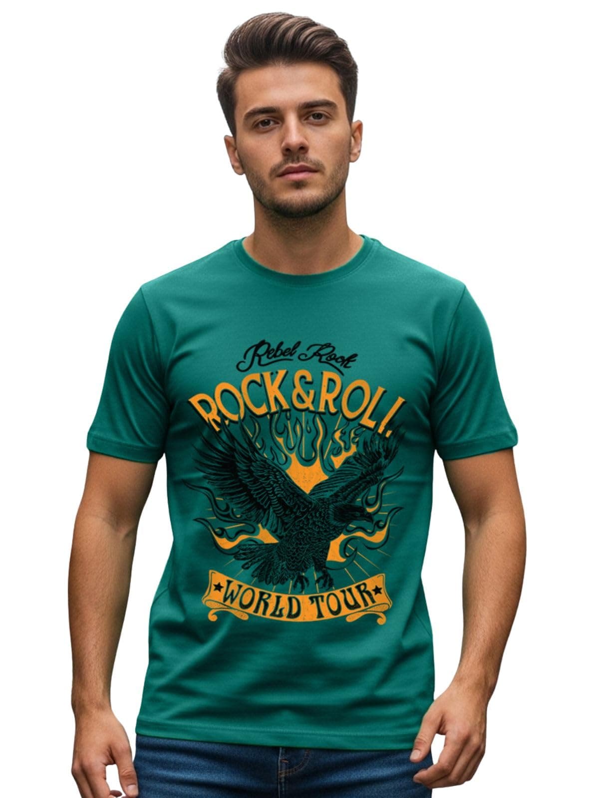 Veirdo® Men's T-Shirt Regular Fit Round Neck Pure Cotton Half Sleeve Graphics Printed T-Shirt Different Size Range (V99_R&R1_G117_XL)