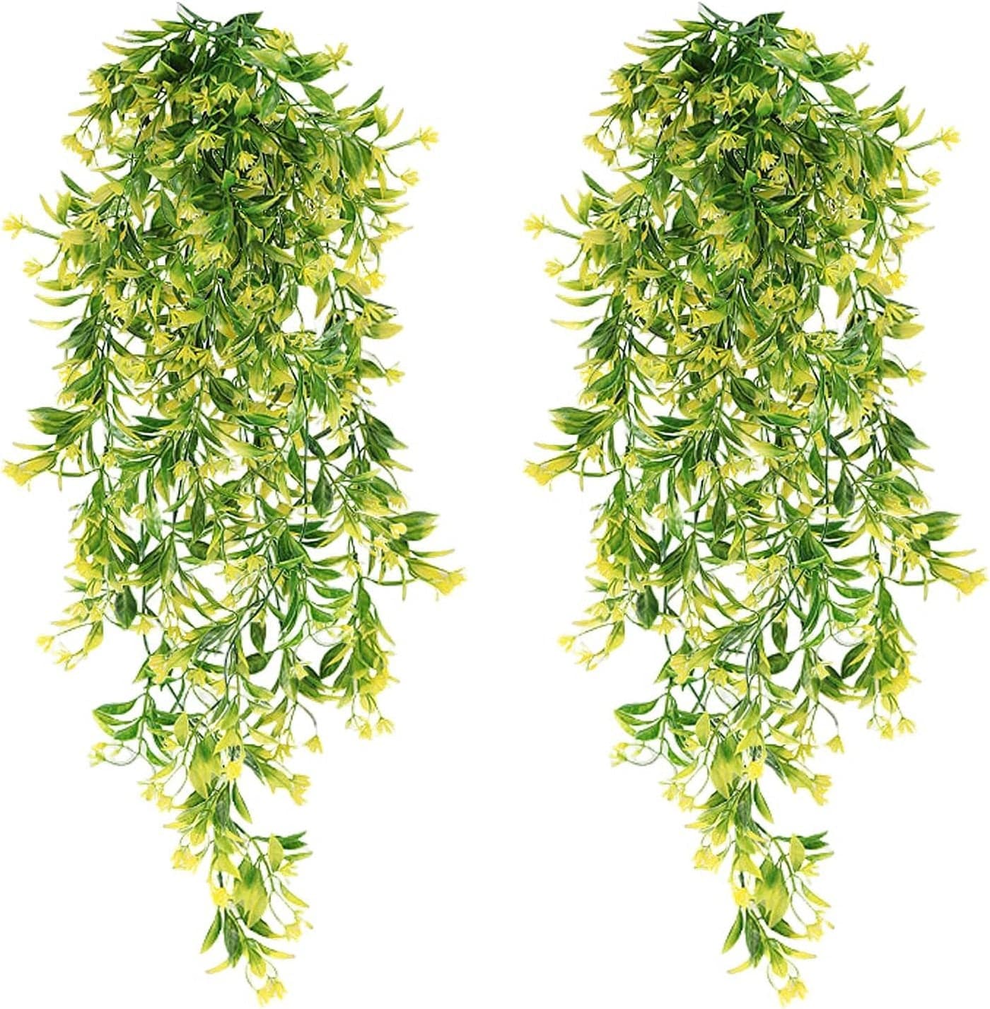 Dekorly Artificial Vines Fake Greenery Garland Willow Leaves Faux Hanging Plants Trailing Weeping Ivy Drooping Hanging Vines Faux Plants Realistic (Design, 65CM)