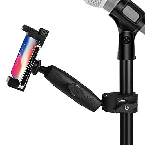 Music Boom Microphone Mic Stand Phone Holder Mount with Long Arm and Super Clamp 360° Rotation for Phone 14 13 12 11 MAX Pro Samsung Galaxy S22 S21 Google Pixel, 3.5 to 7" Smartphone