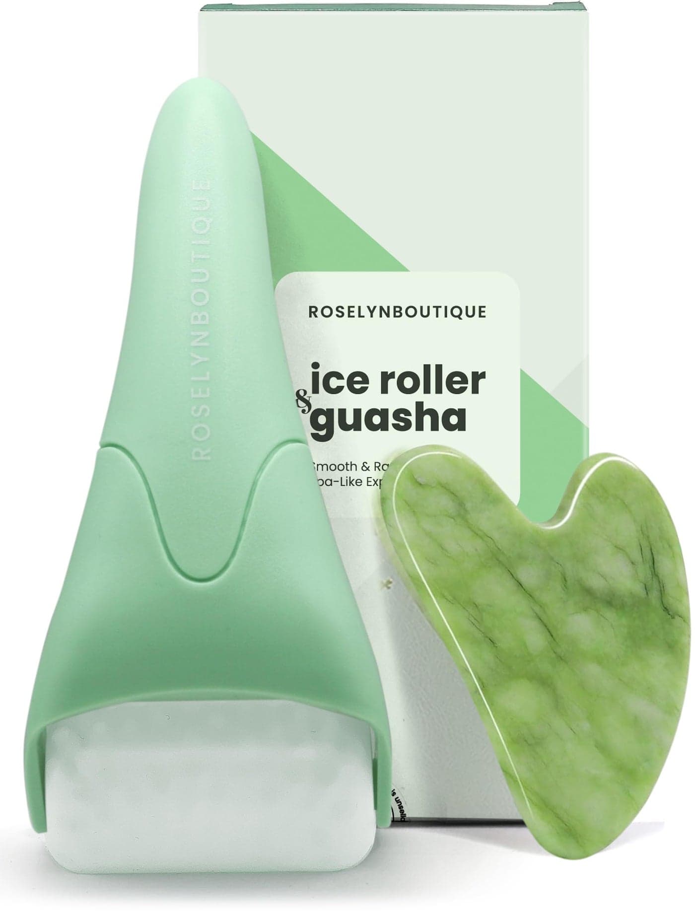 ROSELYNBOUTIQUE Ice Roller for Face Gua Sha Facial Tools Wrinkles Fine Lines Puffiness Massager Facial Skin Care Tools Self Care Gifts for Men Women Green