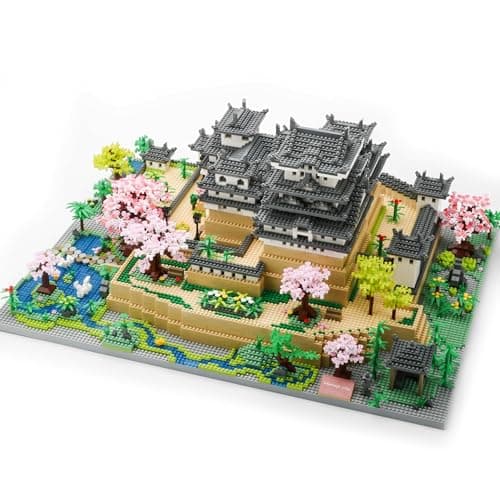 JXRLMB Japanese Micro Building Blocks Sets for Adults 10080 PCS Japan Himeji Castle with Cherry Blossoms Model Kit Big Architecture Landmarks Collection Kit