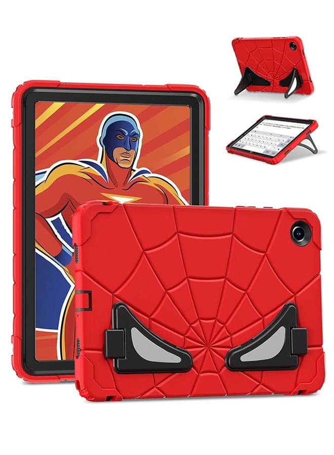 Durable Lightweight Protective Case for Samsung Galaxy Tab A9 8.7 Inch with Adjustable Kickstand Ideal for Kids Boys in Red and Black