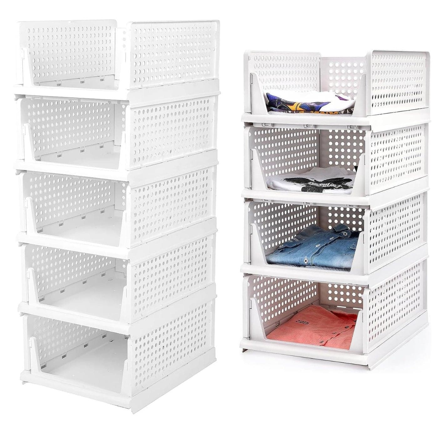 AEXONIZ Plastic Clothes Drawer Organizer Wardrobe Storage Box Shelf Basket Super Collapsible Kid Toy Rack for Kitchen CabinetsPantryOfficesBedroomsBathrooms Pack of 5