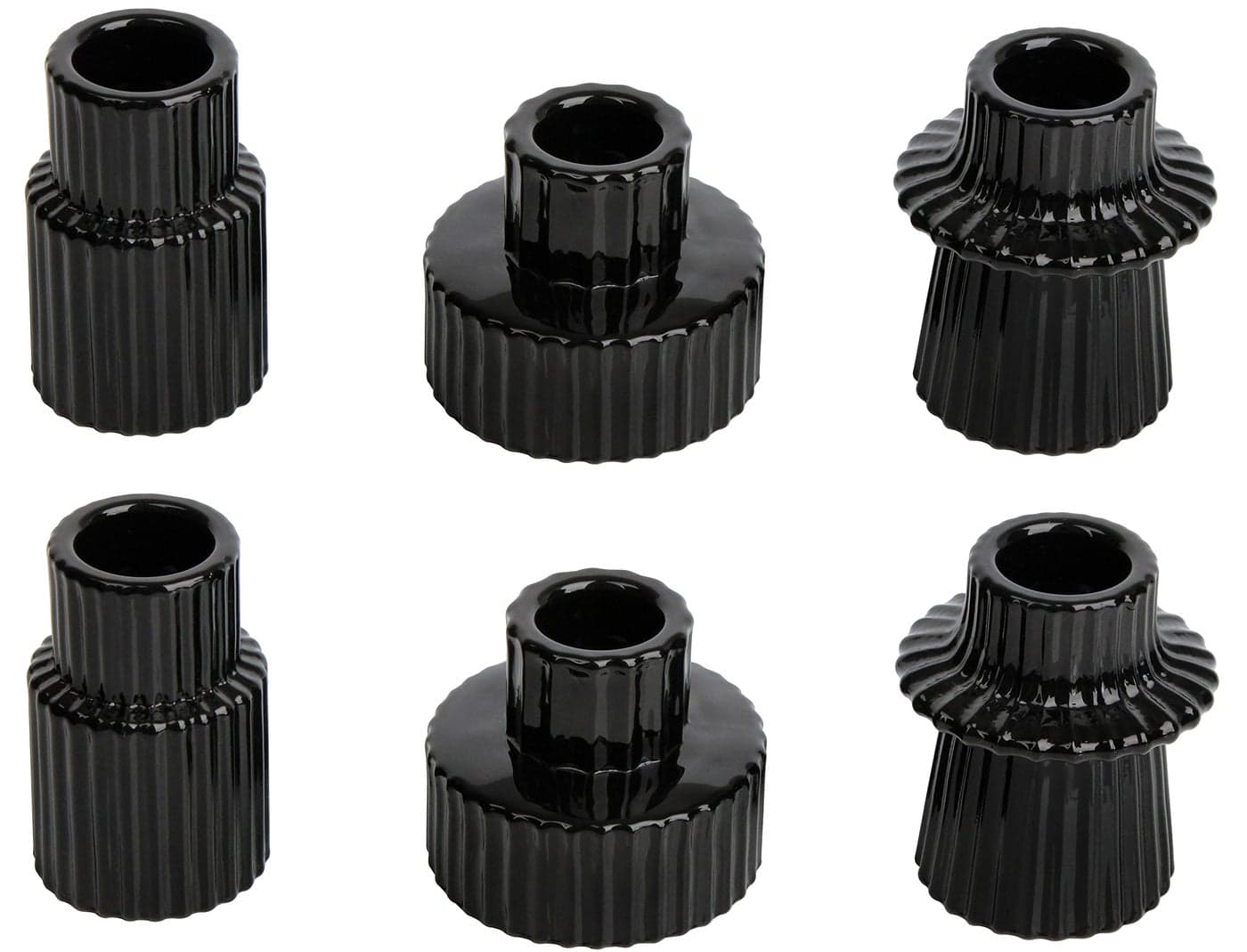 Vixdonos Taper Glass Candlestick Holders Tealight Candle Holders for Table Centerpieces Wedding Decor and Dinner Party 6 Pcs Black