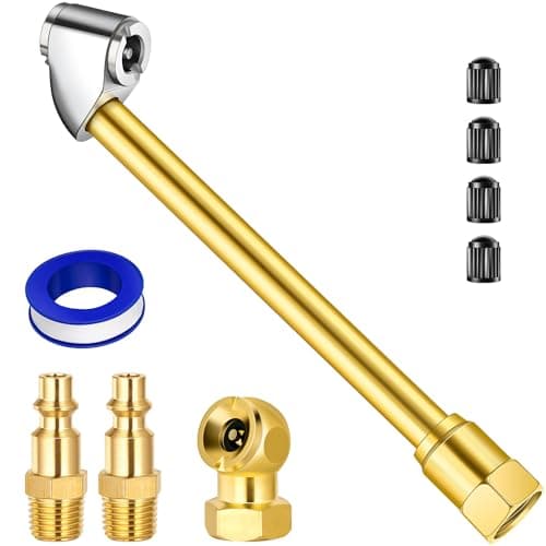 LUMITECO Dual Head Air Chuck Set Heavy Duty Closed Ball Tire Chuck with 14 Male NPT Quick Plug for 2Way Quick Connection No Leakage Tire Air Fill Kit for Tire Inflator Gauge and Air Compressor