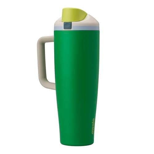 Owala FreeSip Tumbler Insulated Stainless Steel Water Bottle with Built-in Straw and Side Handle, For Travel, Work, School, and Sports, 40oz, BPA Free, Leak Proof, Putting Green