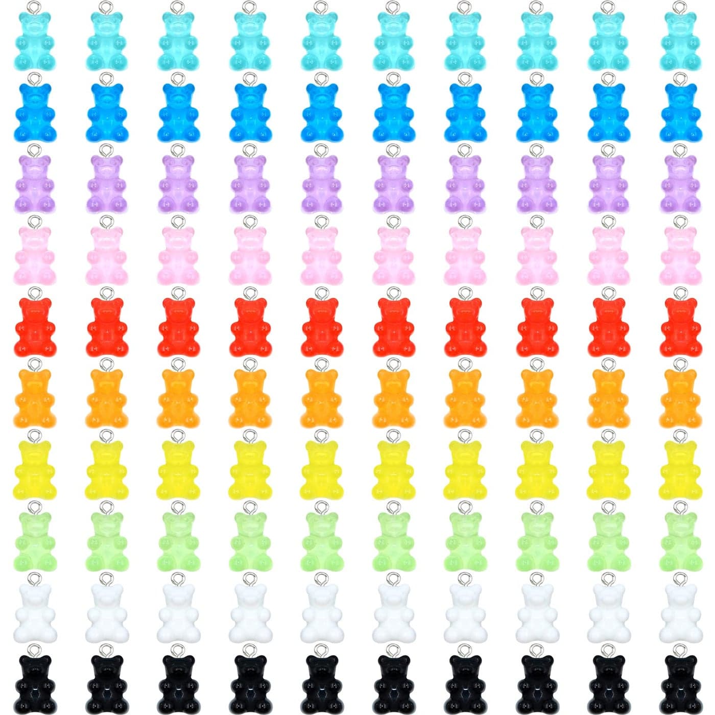 ZOCONE 100 PCS Colorful Gummy Bear Charms Cute Resin Bear Charms for Jewelry Making Keychains Necklace Bracelet Earrings Pendants Resin Supplies for DIY Crafts Decoration