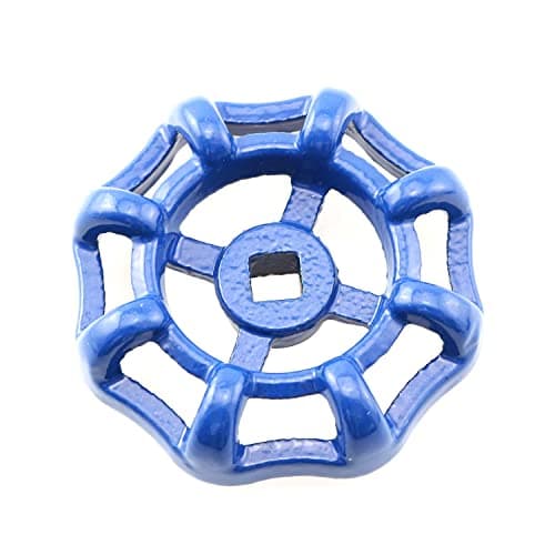 PZRT Cast Iron Outside Faucet Round Wheel Handle, Hose Bib Water Spigot 6x6mm, Blue