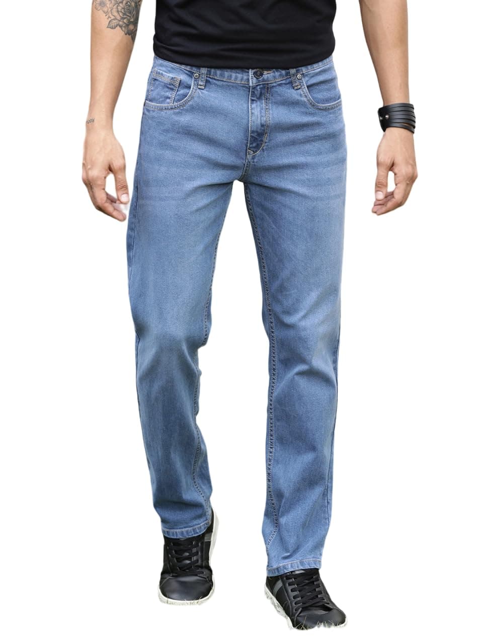 Thomas Scott Mens Mid Rise Clean Look Slim Fit Jeans (TSJ245_LightBlue, 34)
