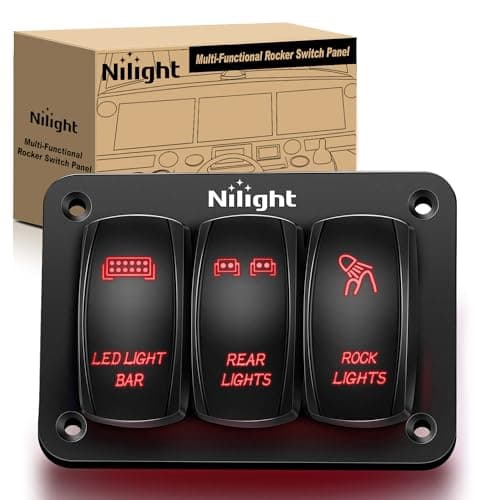 Nilight 90128C 3 Gang Rocker Switch Panel Aluminum 5 Pin ON Off Toggle Switch Panel PreWired Rocker Switch SPST 12V 24V Switches for Marine Boats Cars ATVs UTVs