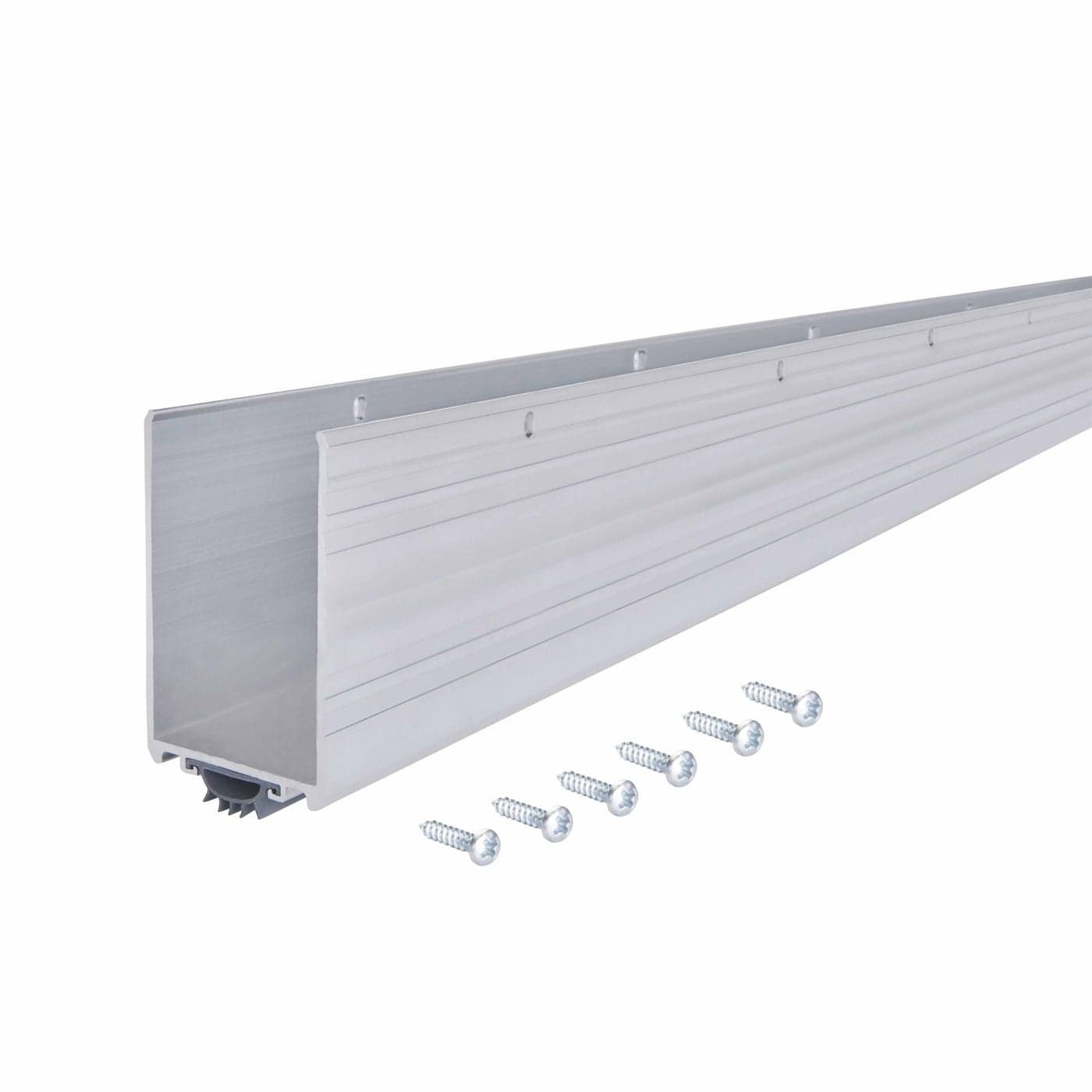 MD Building Products 68593 Aluminum and Vinyl UShape Screwon Under Door Seal with Kick Plate Draft Stopper Prevents Dust Insects EnergySaving Door Insulation Ideal for Home 36 Inch Silver