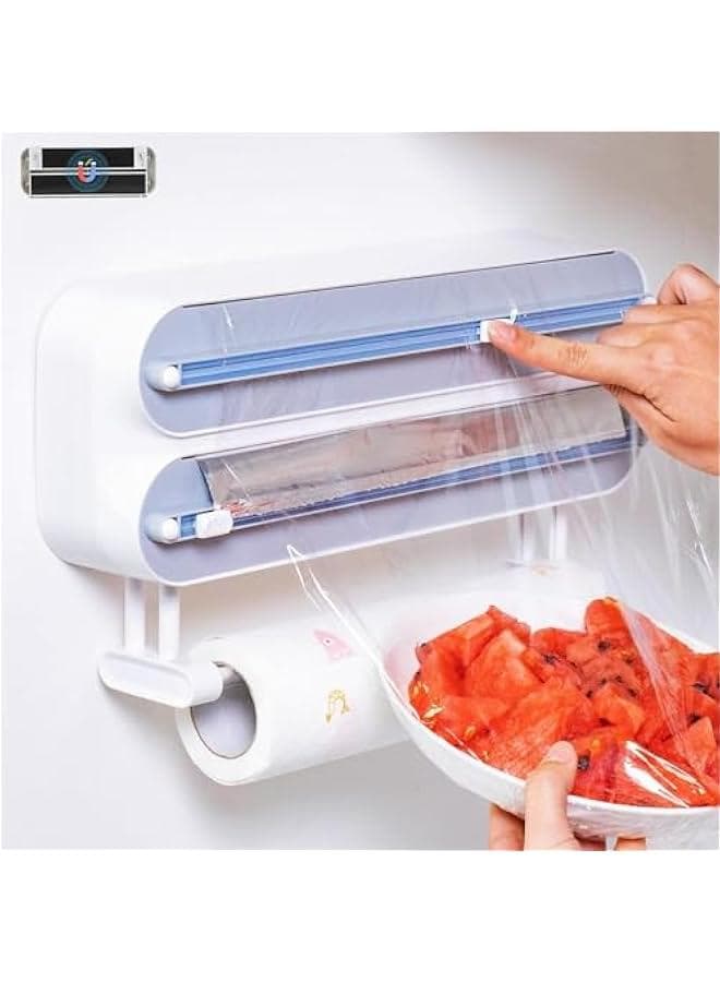 Magnetic Reusable Food Wrap Cutter,Tin Aluminum Foil Dispenser with Cutter wall Mounted,Sturdy Food Cling Wrap Film Cutter (Grey)