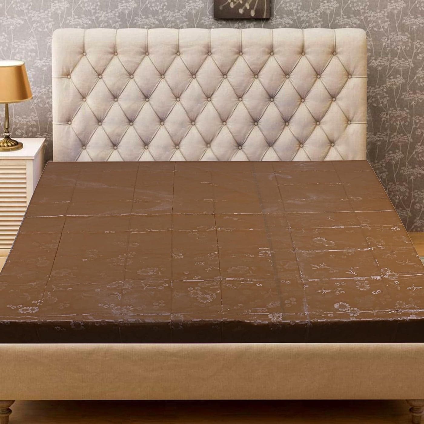 Sharma Clothing Baby Waterproof Double Bed King Size PVC SheetBabyAdult Waterproof Protection Sheet for Mattress 7 5 X 6 5 FeetGolden Brown King Size