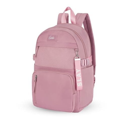 Genie Berry Casual Backpack for Girls |17 In-16 Ltr with Laptop Sleeve,Two Compartments,Organizer and Light Weight with Padded Shoulders |Best for Books,Stationery,Lunch Box & Essentials - Pink