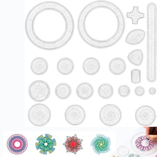 22PCS Spirograph Set for Kids, Magic Drawing Tool Kit, Creative Art Stationery for Children, Geometric Ruler for Learning and Fun, Perfect Gifts for 5-12 Year Olds