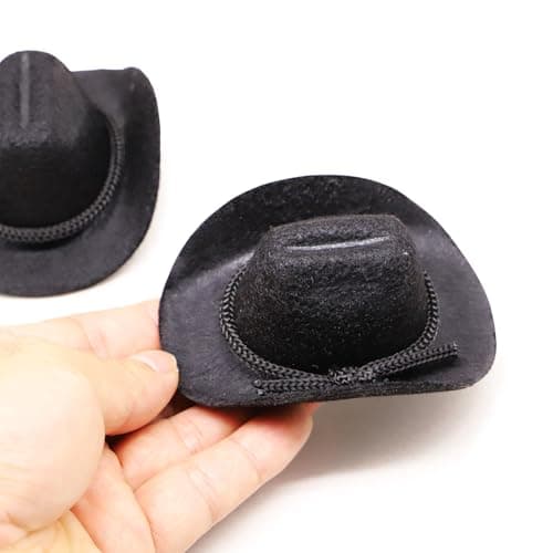Dollhouse Cowboy Hat Miniature Cowboy Hat 16 Scale Miniature Soft Cowboy Mini Hat BrownBlack American Old West Hat for Dollhouse Craft Supplies 2PCS Black