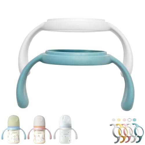 Pack of 2 Bottle Handles Grips Compatible with Pigeon Nursing Bottles and Silicone Coating Glass Bottles Colors May be Vary