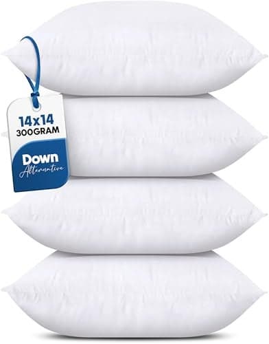 Utopia Bedding Throw Pillows Set of 4 White 14 x 14 Inches Pillows for Sofa Bed and Couch Decorative Stuffer Pillow