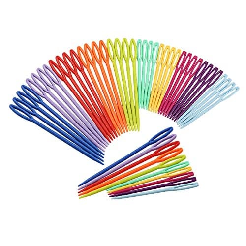 50 Pcs Plastic Sewing Needles iFergoo 25 Pcs 35 Colorful Large Eye Crafts Needles and 25 Pcs 275 Kids Safety Learning Needles for DIY Sewing Handmade Crafts Kid Weave Education 50
