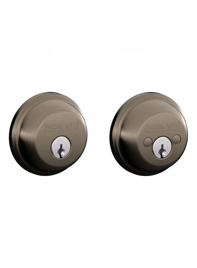 SCHLAGE B62N620 Deadbolt, Keyed 2 Sides, Antique Pewter