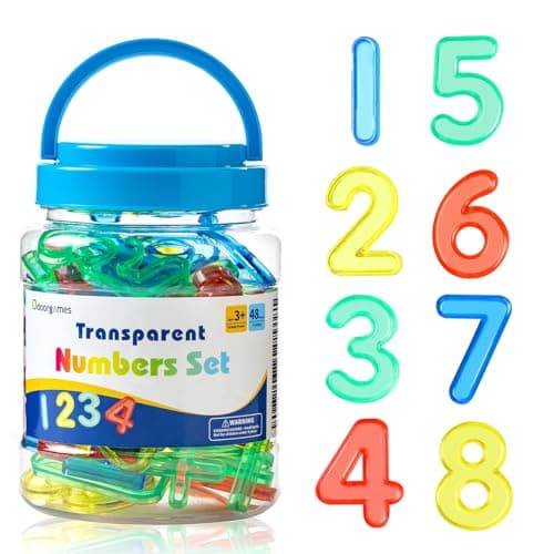 Odoorgames 48 Pcs Translucent Numbers Light Table Toys Manipulatives and Accessories for Enhanced Learning Fun