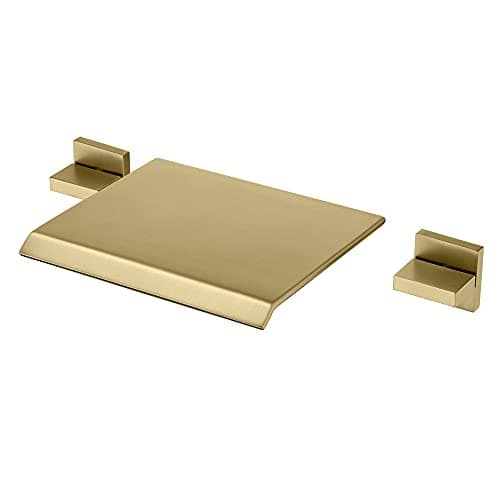SUMERAIN Waterfall Tub Faucet Wall Mount Bathtub Faucet with Valve Brushed Gold Tub Filler 3 Hole, High Flow