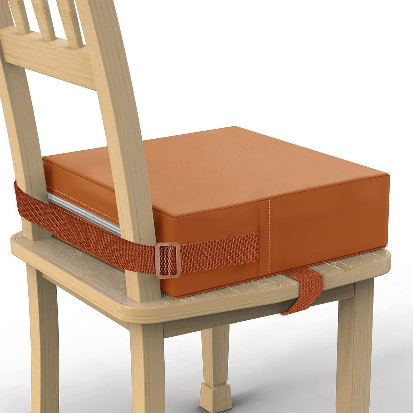 Toddler Booster Seat for Dining Table PU Washable Double Safe Straps NonSlip Bottom Booster Seat Dining Toddler Portable Travel Increasing Cushion Brown