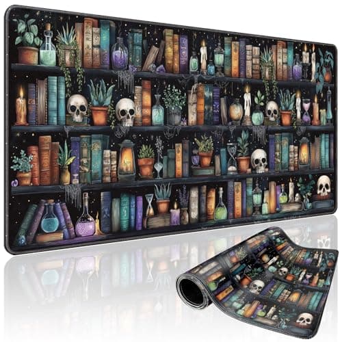 Mcapirivo Gothic Library Large Gaming Mouse Pad 31.5"x15.7"|Vintage Bookshelf XXL Desk Mat, Non-Slip Rubber Base & Stitched Edges - Extended Waterproof Mousepad for PC/Laptop/Office/Home Decor