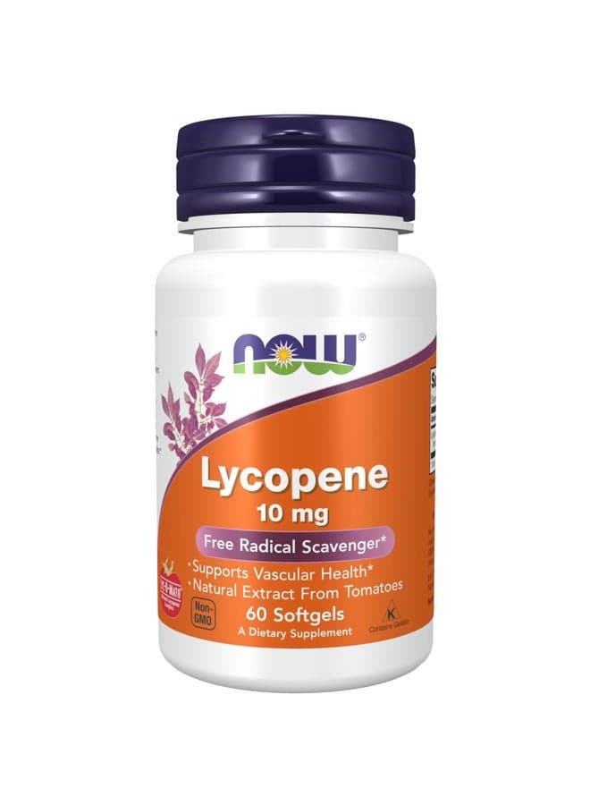 NOW Supplements, Lycopene 10 mg with Natural Extract from Tomatoes, Free Radical Scavenger*, 60 Softgels