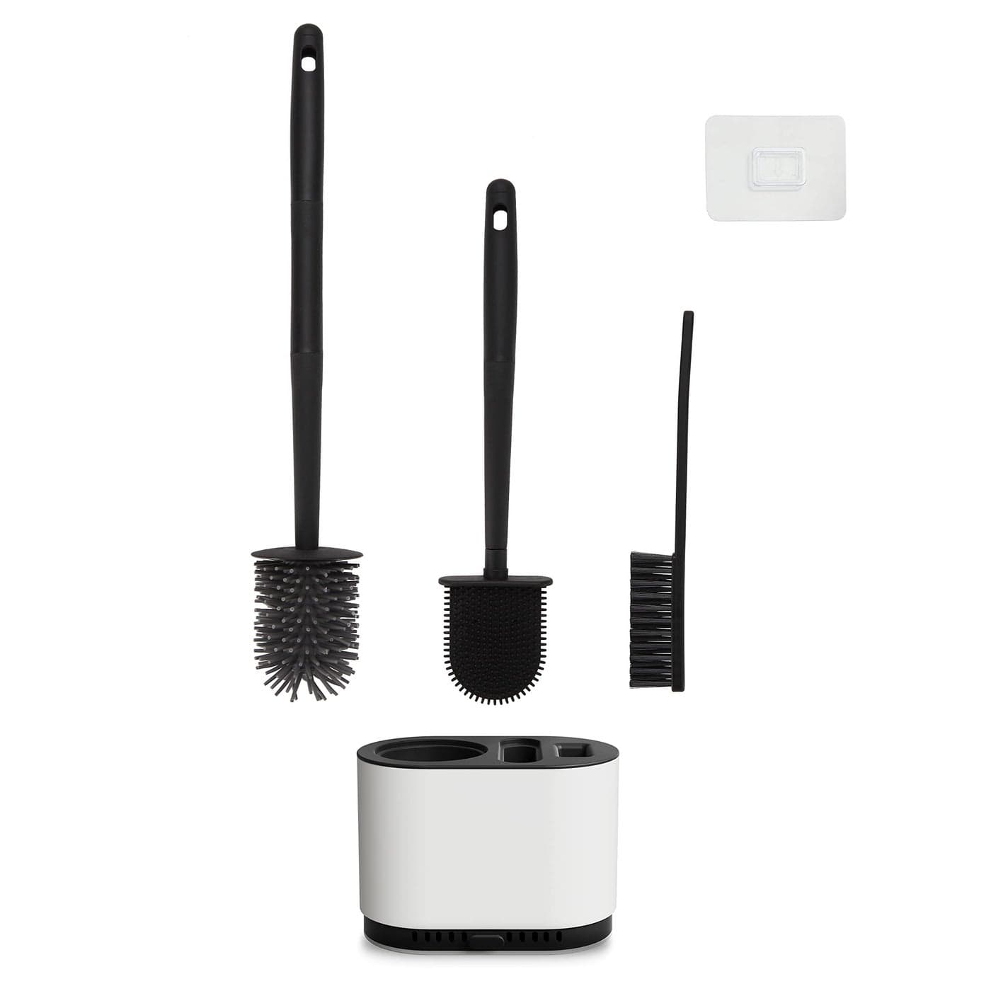KLDKLD Toilet Brush and Holder Set for BathroomFlexible Toilet Bowl Brush with Silicone BristlesVentilation Slots Base Matte Black