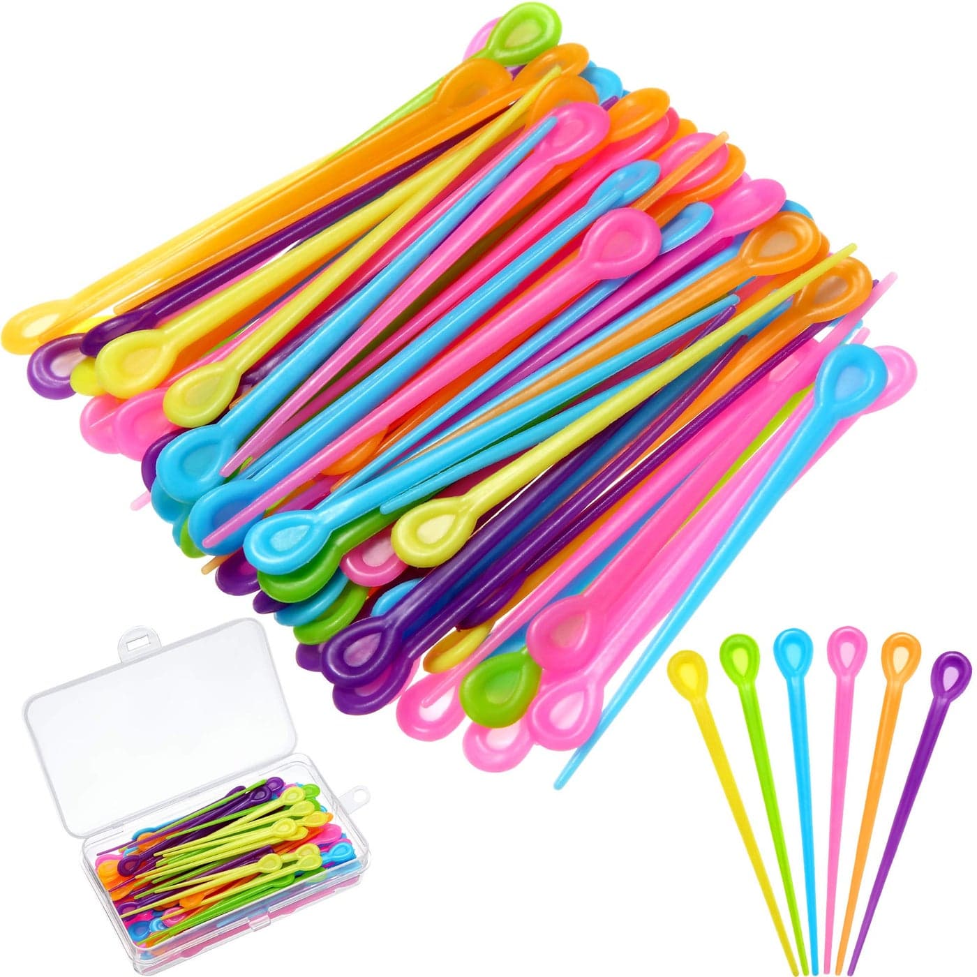 WILLBOND 180 Pieces Brush Roller Pick Plastic Roller Pick Hair Curler Pin for Hair Curling Styling Accessories PresentRose Red Green Yellow Blue Orange and Purple