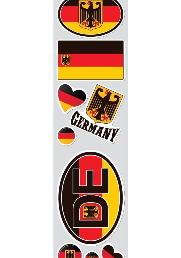Car Chrome Decals Germany 9 Stickers Set