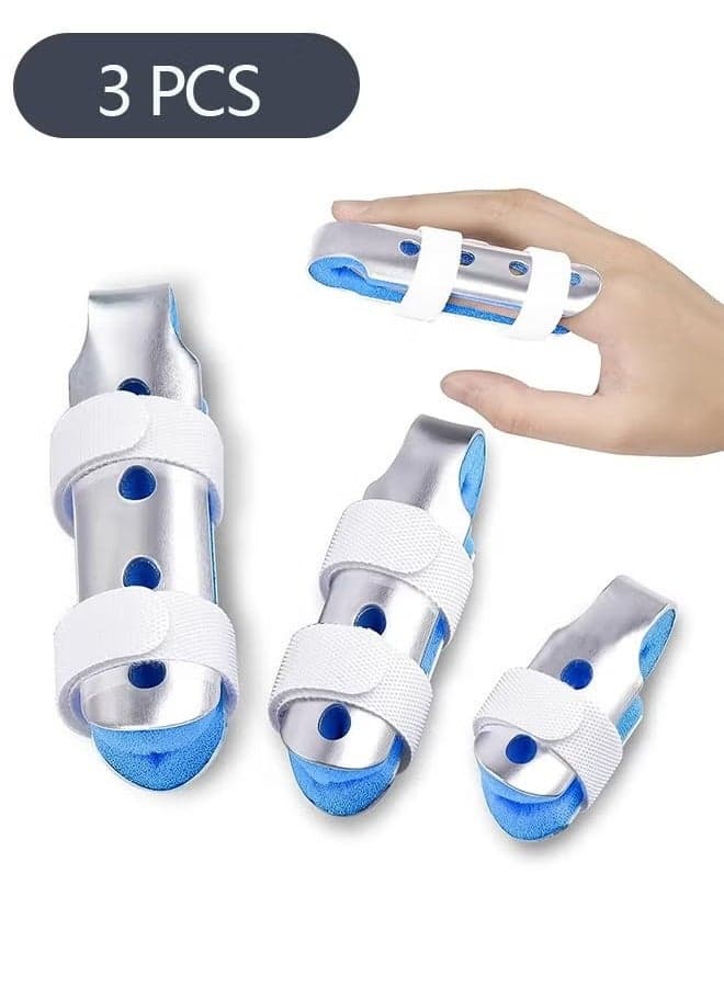 3-Piece Finger Splint, Metal Finger Support Brace for Broken Fingers Straightening Arthritis (3 Size)