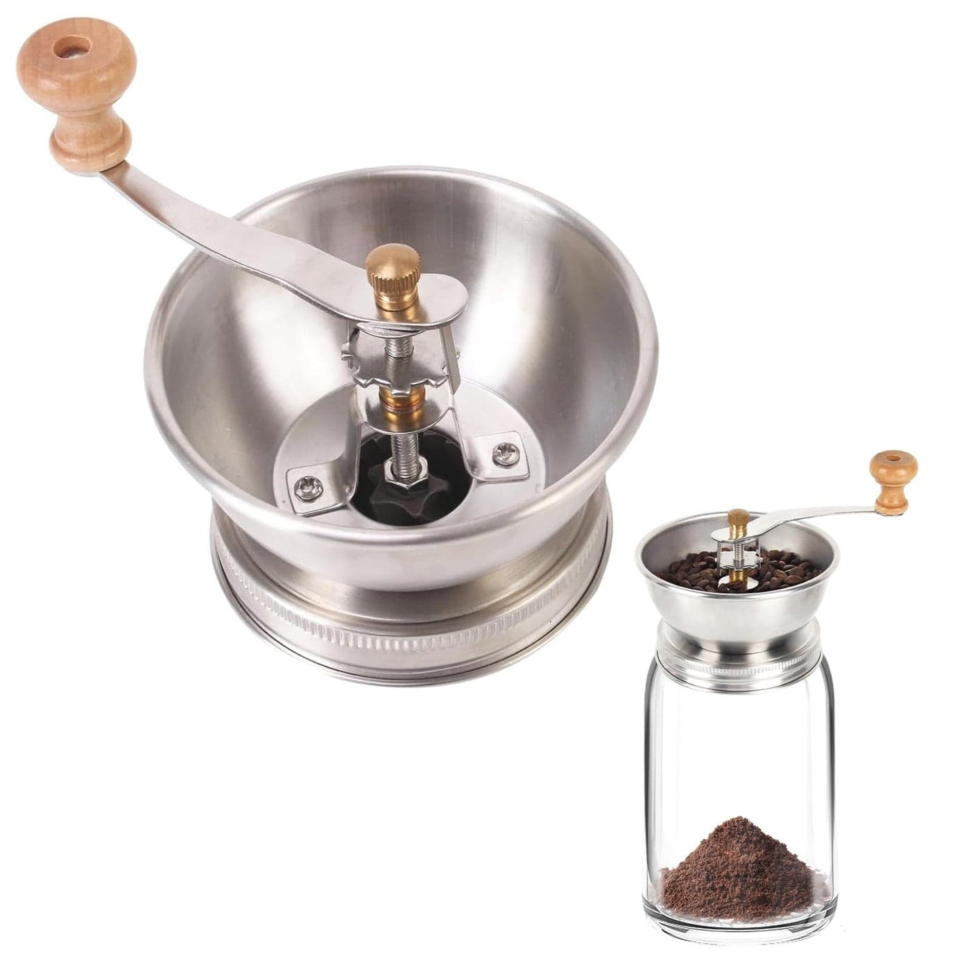 Mason Jar Coffee Grinder Manual Coffee Grinder Lid Attachment for Wide Mouth Mason Jars Stainless Steel Mason Jar Lid and Ceramic BurrIdeal for Camping Home Barista