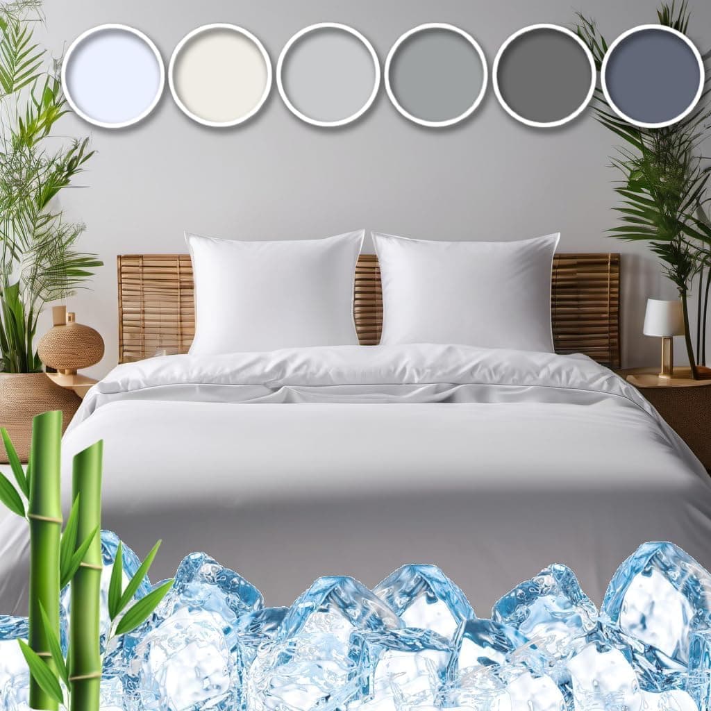 Vegan Silk Cooling Bedsheet Set King Size 75 Viscose Derived from Bamboo 25 Modal White Cool Moisture Wicking for Hot Sleepers Ultra Soft for Restful Sleep Luxurious Feel