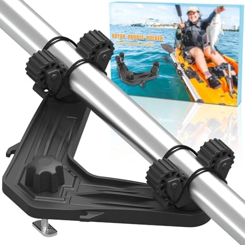 Huntury DoubleHeader Kayak Track Paddle Holder, Save Kayak Track Space, Kayak Paddle Clip, Kayak Track Mount Accessories, Kayak Oar/Fishing Net/Gaff Holder for Fishing, Kayak Fishing Accessories